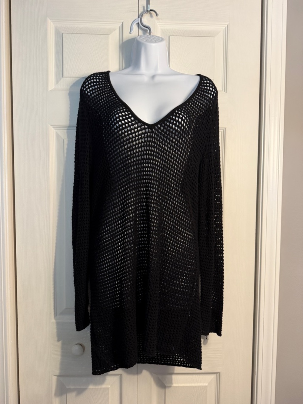 Marina Rinaldi Women's Black Fishnet Dress Coverup Size Medium